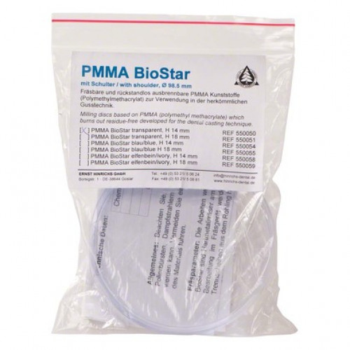 PMMA BioStar, 1 darab, Ø 98,5 mm, H 14 mm, transparent