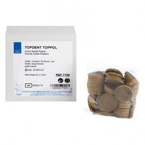 TOPPol, Polírozó (Fém), szereletlen ISO 220 Korong, durva, 3 mm, 50 darab