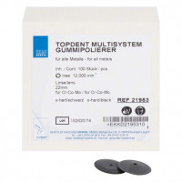 TOPDENT® Multisystem-Gummipolierer, 10 darab, fekete, Ø 22 mm, superweich, Linse, für Co-Cr-Mo