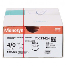 Monosyn® Packung 36 Folien ungefärbt, 70 cm, USP 4/0, DS16