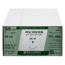 RESORBA® Polyester Packung 36 Nadeln, grün, 45 cm, DS24, USP 5/0