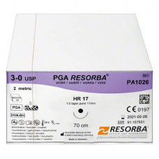 RESORBA® PGA Packung 24 Nadeln, violett, 70 cm, HR17, USP 3/0