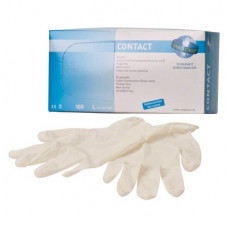 Contact (L), Kesztyűk (Latex), nem steril, Egyszerhasználatos termék, Latex, L (nagy), 100 darab