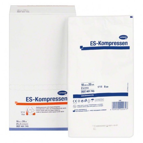 ES-Kompressen steril Packung 25 x 2 darab, 10 x 20 cm, 8-fach