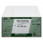 RESORBA® Polyester Fäden Packung 24 Fäden, grün, 5 x 35 cm, USP 2/0