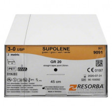 RESORBA® Supolene Packung 36 Nadeln, grün, 45 cm, GR20, USP 3/0