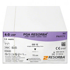 RESORBA® PGA Packung 24 Nadeln, ungefärbt, 70 cm, GS 12, USP 4/0