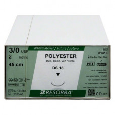 RESORBA® Polyester Packung 36 Nadeln, grün, 45 cm, DS 18, USP 3/0