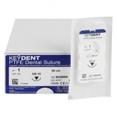 KEYDENT PTFE Packung 12 Folien Dental Suture EP 1 (USP 5-0), 50 cm, Nadel DS-15