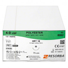 RESORBA® Polyester Packung 36 Nadeln, grün, 75 cm, HRT 18, USP 4/0