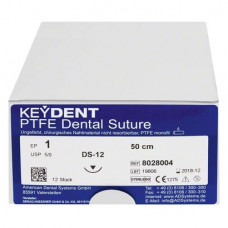 KEYDENT PTFE Packung 12 Folien Dental Suture EP 1 (USP 5-0), 50 cm, Nadel DS-12