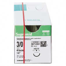 Supramid® Packung 12 darab, fekete, 45 cm, USP 3/0, HS15