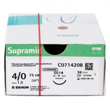 Supramid® Packung 36 darab, fekete, 75 cm, USP 4/0, DS19