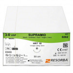 RESORBA® Supramid Packung 36 Nadeln, fekete, 50 cm, HRT 18, USP 3/0