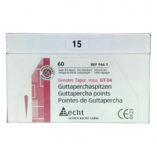Guttapercha-csúcs (4 %) (ISO 15), ISO 15 rózsaszín, Guttapercha, 4%, 60 darab