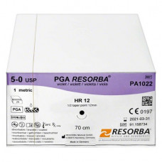 RESORBA® PGA Packung 24 Nadeln, violett, 70 cm, HR12, USP 5/0