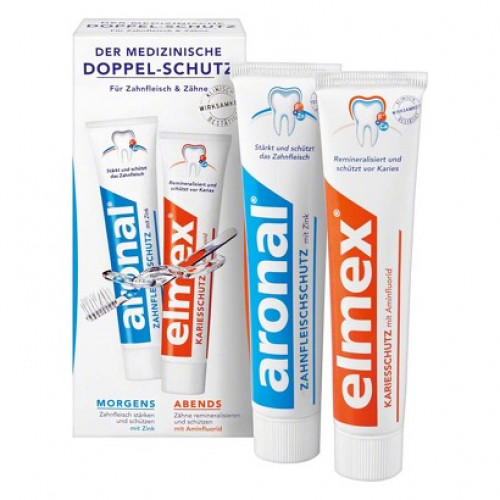 aronal® & elmex® Doppel-Schutz Packung 2 x 75 ml Zahnpasta