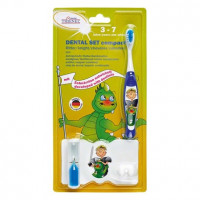 Dental szett, compact Packung Ritter (1 Zahnbürste, 1 Zahnbürstenhalter mit Zahnputzuhr) kék