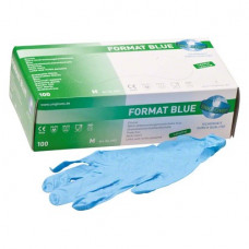 Format (Blue) (M), Kesztyűk (Nitril), nem steril, Egyszerhasználatos termék, Nitril, M (közepes), 100 darab
