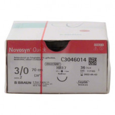 Novosyn® QUICK Packung 36 Nadeln ungefärbt, 70 cm, HR17, Stärke 3/0