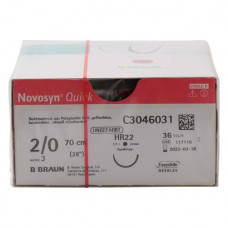 Novosyn® QUICK Packung 36 Nadeln ungefärbt, 70 cm, HR22, Stärke 2/0