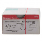 Novosyn® QUICK Packung 36 Nadeln ungefärbt, 70 cm, HR26, Stärke 4/0