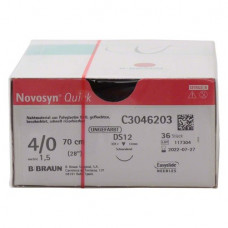 Novosyn® QUICK Packung 36 Nadeln ungefärbt, 70 cm, DS12, Stärke 4/0