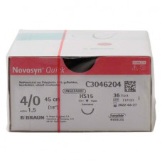 Novosyn® QUICK Packung 36 Nadeln ungefärbt, 45 cm, HS15, Stärke 4/0