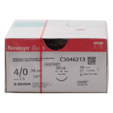 Novosyn® QUICK Packung 36 Nadeln ungefärbt, 70 cm, DS16, Stärke 4/0