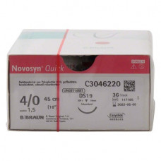 Novosyn® QUICK Packung 36 Nadeln ungefärbt, 45 cm, DS19, Stärke 4/0