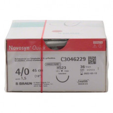 Novosyn® QUICK Packung 36 Nadeln ungefärbt, 45 cm, HS23, Stärke 4/0