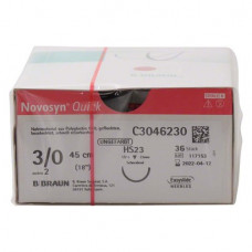Novosyn® QUICK Packung 36 Nadeln ungefärbt, 45 cm, HS23, Stärke 3/0