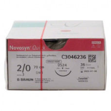 Novosyn® QUICK Packung 36 Nadeln ungefärbt, 70 cm, DS24, Stärke 2/0