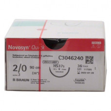 Novosyn® QUICK Packung 36 Nadeln ungefärbt, 90 cm, HS37S, Stärke 2/0