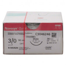 Novosyn® QUICK Packung 36 Nadeln ungefärbt, 90 cm, DS30, Stärke 3/0