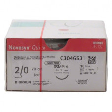 Novosyn® QUICK Packung 36 Nadeln ungefärbt, 70 cm, DSMP19, Stärke 2/0