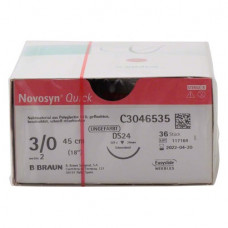 Novosyn® QUICK Packung 36 Nadeln ungefärbt, 45 cm, DS24, Stärke 3/0