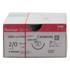 Novosyn® QUICK Packung 36 Nadeln ungefärbt, 90 cm, HR37S, Stärke 2/0