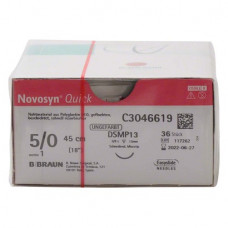 Novosyn® QUICK Packung 36 Nadeln ungefärbt, 45 cm, DSMP13, Stärke 5/0