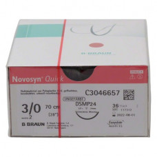 Novosyn® QUICK Packung 36 Nadeln ungefärbt, 70 cm, DSMP24, Stärke 3/0