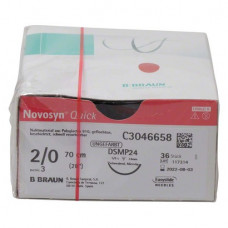 Novosyn® QUICK Packung 36 Nadeln ungefärbt, 70 cm, DSMP24, Stärke 2/0