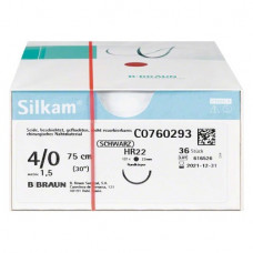 Silkam® - Pack fekete 36 darab, 75 cm-es, USP 4/0, DS22