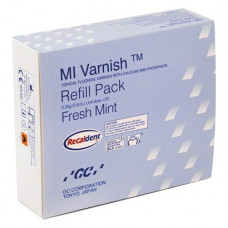 GC MI Varnish - Packung 35 x 0,4 ml Minze, 50 Einmalpinsel