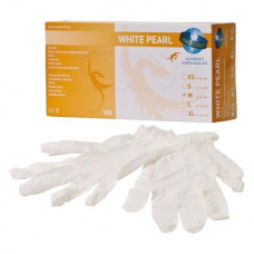 Pearl (White) (M), Kesztyűk (Nitril), nem steril, Egyszerhasználatos termék, Nitril, M (közepes), 100 darab