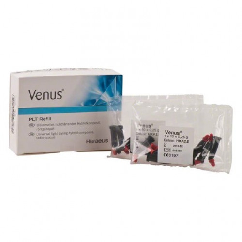 Venus (A2.5), Tömőanyag (Kompozit), Kapszulák, röntgenopák, fényre keményedő, Hybrid-kompozit, 250 mg, 20 darab