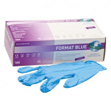 Format (Blue) (XL), Kesztyűk (Nitril), nem steril, Egyszerhasználatos termék, Nitril, XL, 100 darab