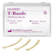 PCA T-Bands - matricaszalag, 100 db, keskeny, hajlított, sárgaréz