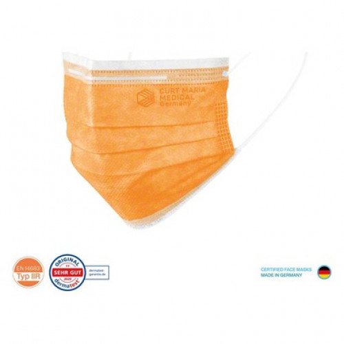 Gesichtsmasken Typ IIR - Packung 50 Stück, 3-lagig, orange