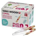 WOODI® Interdentalbürsten PHD - Packung 25 Stück coral, PHD 0.7, ISO 1