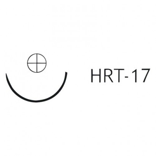 Terylene ¦¦ ( H RT ), (17 mm) (USP 4-0) (50 cm), Tu-fonalkombináció (nem felszívódó), 1/2 Kör (180°), Körkeresztmetszetu, Poliészter, 17 mm, 24 darab
